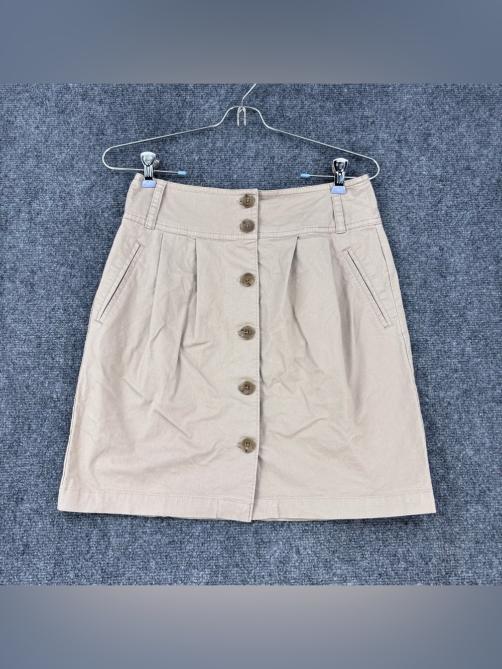 Banana Republic Khaki Button Up Pleated Mini Skirt Women’s 0 Preppy Casual
